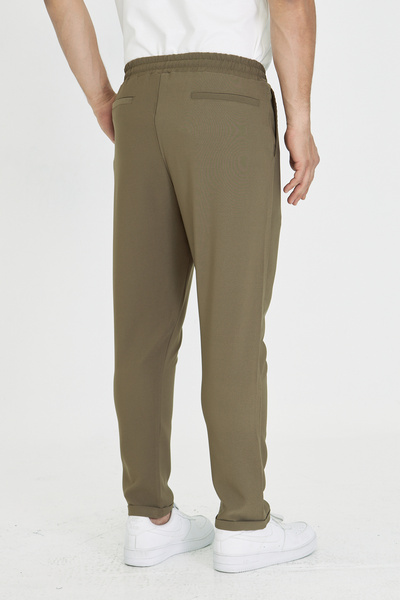 ZİNOX Men's Elastic Waist Lace-Up Double Leg Slim Fit Jogger Trousers