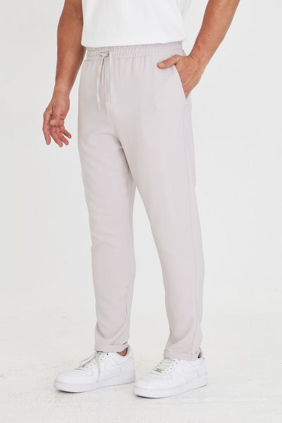 ZİNOX Men's Elastic Waist Lace-Up Double Leg Slim Fit Jogger Trousers
