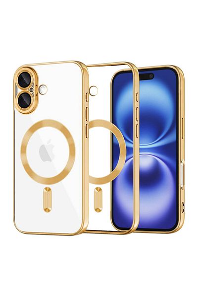 REDz Accessories Carcasă pentru iPhone 16, Luxe Armor, Magsafe, protecție cameră, silicon, transparentă, aurie