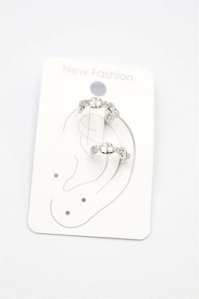 Royaleks 2 Pieces of Stoned Cartilage Earrings - Silver