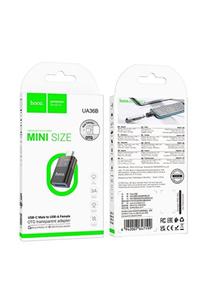 REDz Accessories Προσαρμογέας Hoco UA36B, USB θηλυκό σε Type-C αρσενικό, 3A, μεταφορά δεδομένων OTG 480Mbps, Μαύρο