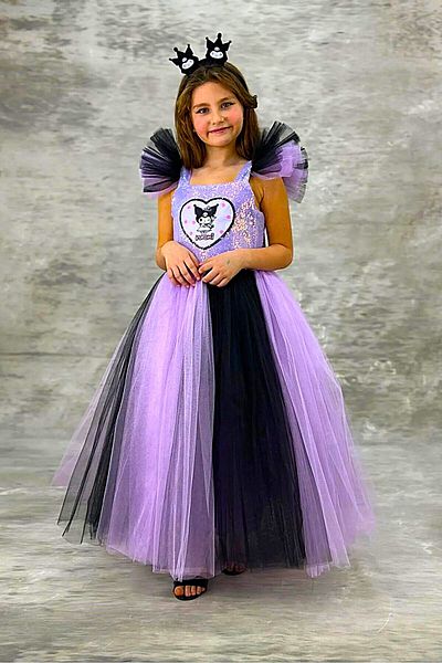 DeKuBaby Kuromi Crown with Layers of Tulle Puffy Skirt Birthday, Party-Special Occasion Costume-Party Evening Dress