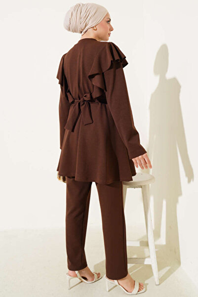 VOLT CLOTHİNG Női váll fodros gombos részletes kétrészes öltöny