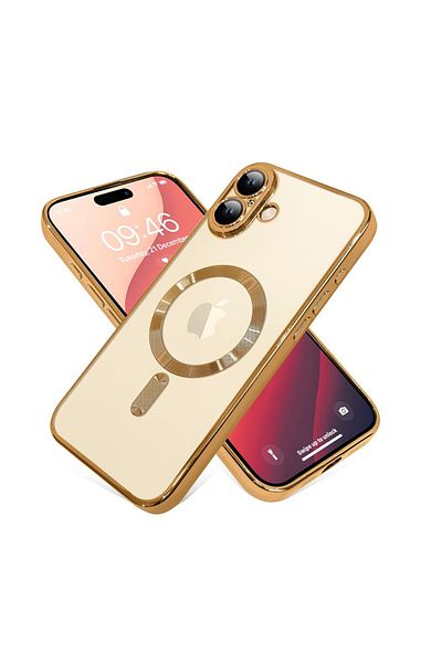 REDz Accessories Carcasă pentru iPhone 16, Luxe Armor, Magsafe, protecție cameră, silicon, transparentă, aurie