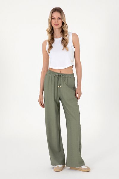 U.S. Polo Assn. Women's Dark Khaki Loose Relax Fit Canvas Trousers 50309088 -Vr111