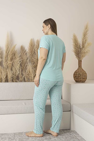 Lio20 Set pijamale cu mânecă scurtă din viscoză pentru femei-Battal-Mint