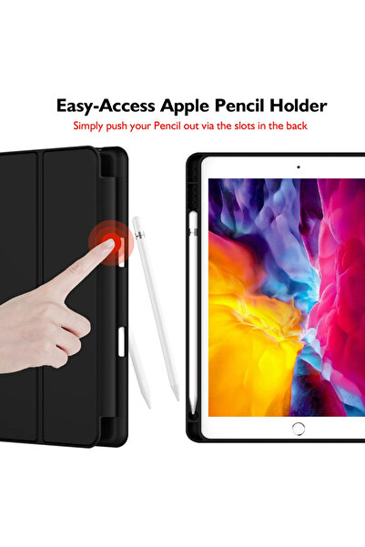 REDz Accessories Husă tip carte cu suport pentru pix pentru Apple iPad Mini 4/5, protecție completă, pliabilă, neagră
