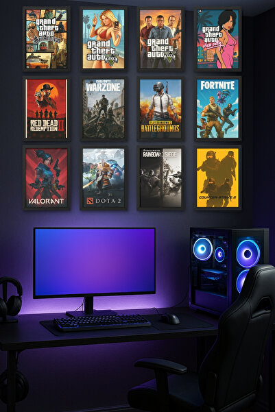 ataworks art 12'li Gamer Poster Oyunlar serisi özel tasarım poster ( çerçeves...