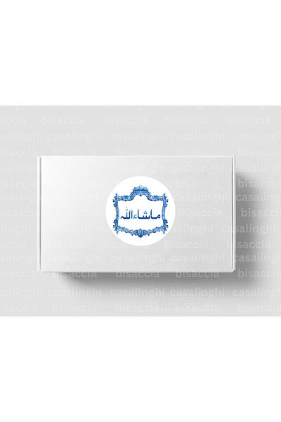 CASALINGHI Arabic Mashallah Tag Round Matte Sticker Baby Shower Celebration Mevlit 4 cm (90 Pieces)