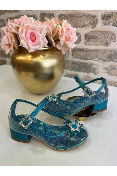 ROSE SHOES KİDS Princess Glass Looking Snowflake Buckle Bow Heeled Shoes