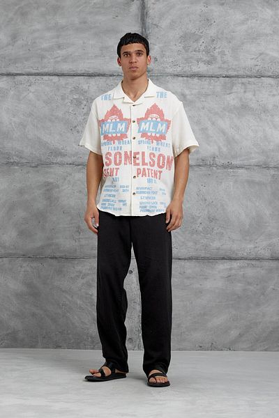 NOMARC Κρεμ Mlm Elson εμπριμέ πουκάμισο Oversize
