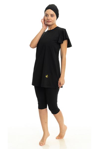 Differend Short Balloon Sleeve Semi-Hijab Swimsuit