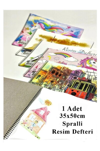 Artlantis Resim Defteri 15 Yaprak 35x50 cm 1 Adet Spiralli Orta Boy Telli Res...