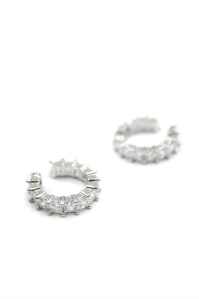 Royaleks 2 Pieces of Stoned Cartilage Earrings - Silver