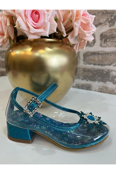 ROSE SHOES KİDS Princess Glass Looking Snowflake Buckle Bow Heeled Shoes