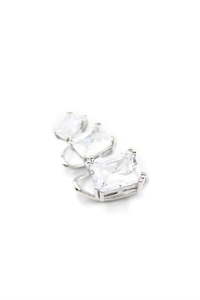 MR RZN STORE Stoned Cartilage Earrings - Silver