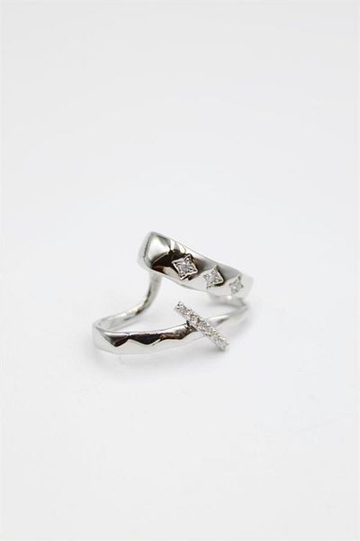 Royaleks Stoned Cartilage Earrings - Silver