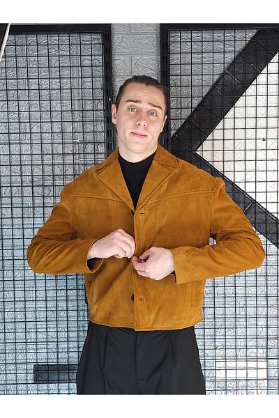 Geco Tan Faux Suede Men's Coat