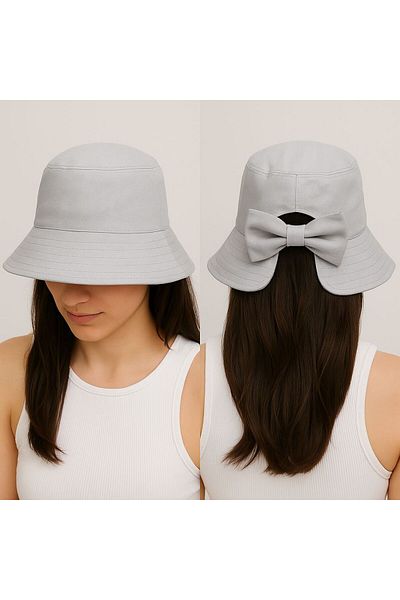 SFCOLLECTION Adjustable Wide Trench Visor Hat with Ribbon Detail