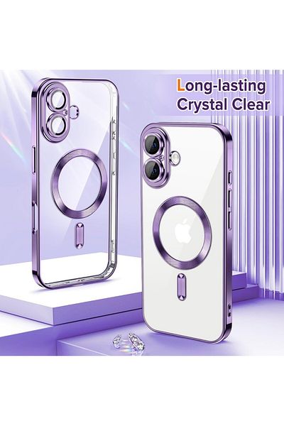 REDz Accessories Carcasă pentru iPhone 16 Plus, Luxe Armor, Magsafe, protecție cameră, silicon, transparentă, violet