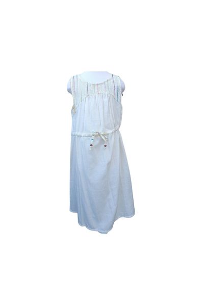 Çikoby Girl's Dress Striped Straps Ecru