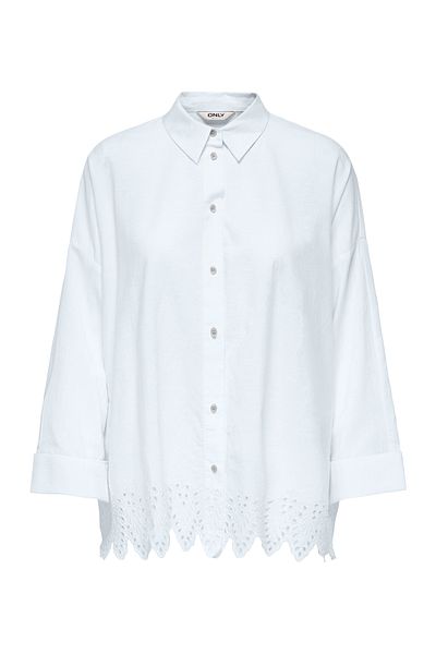 ONLY Casual Shirt Collar Solid White Women's Shirt Onlgraces Tulum Ls Emb Shirt Wvn