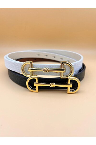 Desre Moda 2-Piece Long Buckle Gold Women's Belt Trouser Belt Dress Belt Shirt Belt Pull Belt