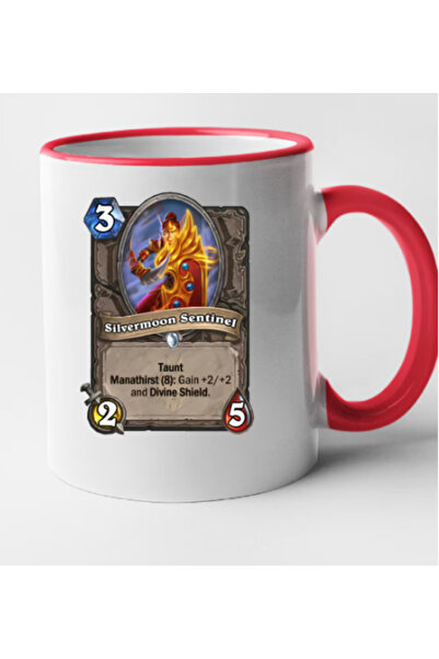 OEM Cană personalizată HearthStone cu mâner roșu - Silvermoon Sentinel, INOVATIX®. 330 ml
