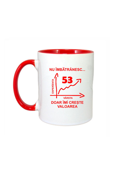 OEM Εξατομικευμένη κούπα με κόκκινη λαβή "Δεν γερνάω... 53 ετών", INOVATIX®. ...
