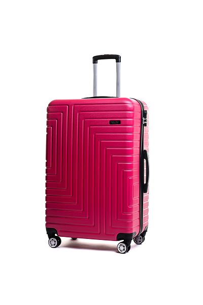 Travel POLO Medium trolley, TRAVEL POLO, 67x41x29cm, A1004, checked luggage. ABS suitcase, Fuchsia