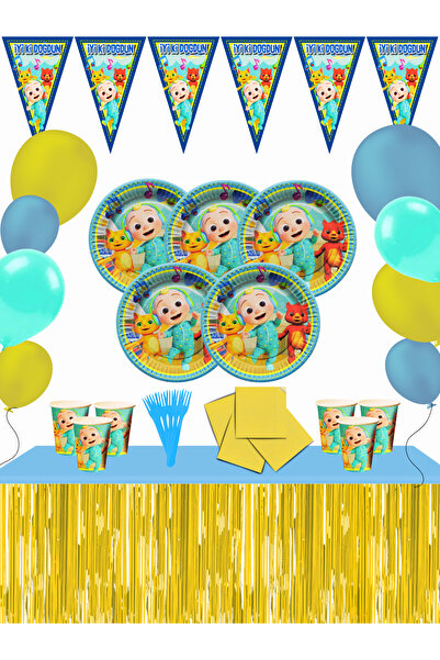 Cocomelon Set of Metallized Table Skirts 16 People Birthday Party Supplies Ornaments