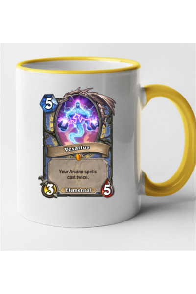 OEM Cană personalizată cu mâner galben HearthStone - Vexallus, INOVATIX®. 330ml