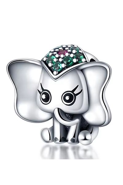 Fubena Green Stone Elephant Charm