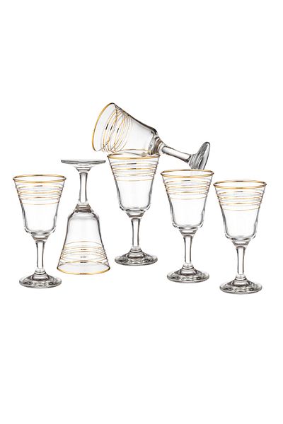 Dania 6 pieces, 170 ml, clear glass juice glasses, frosted and golden design