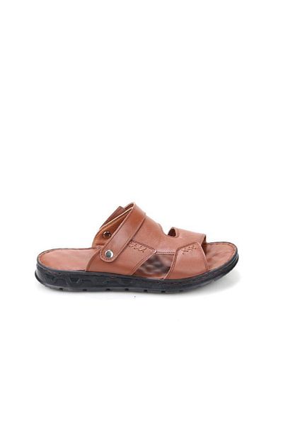 Papuçcity Aldmr 801 Orthopedic Men's Massage Sole Genuine Leather Sandals Slippers