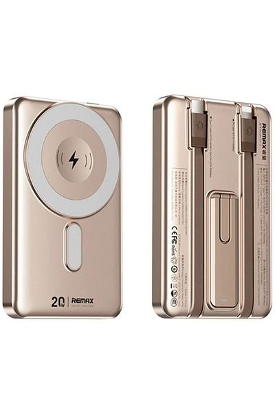 REDz Accessories Remax CX-2 Magnetic Battery, 15W Wireless, Lightning and Type-C Cables, 10,000mAh, Rose Gold