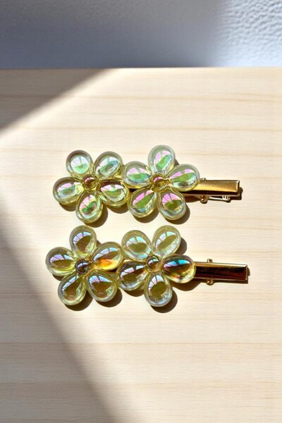 MUTENA Set de 2 agrafe colorate cu model floral (1 pereche)