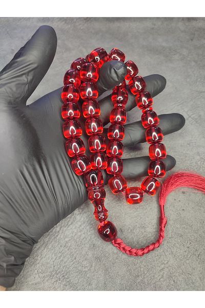 Mos Tespih High-End Collectible Squeeze Amber Prayer Beads with Rope Tassels