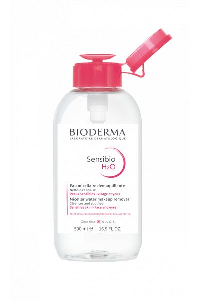 Bioderma محلول ميسيلار منظف بمضخة سينسيبيو H20، ماء ميسيلار 500 مل