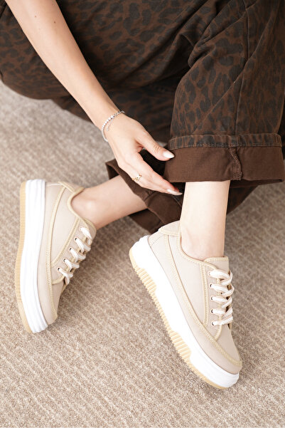 Daxtors D094 Women's Sneaker High Sole Lace-Up Cloth Sports Shoes