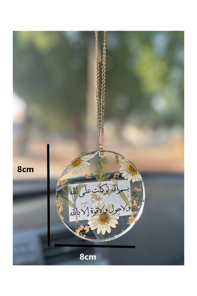 Roza Elegant car pendant with yellow dried roses and gold leaf made of luxury resin