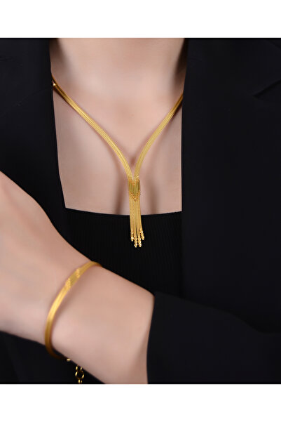 B.S. SÖYLEMEZ KUYUMCULUK VE EMLAK KAİZE ÇUBUK MODEL ZARİF 14 AYAR ALTIN SET KLY/60/62CM BLK/18/21CM 18.10GR