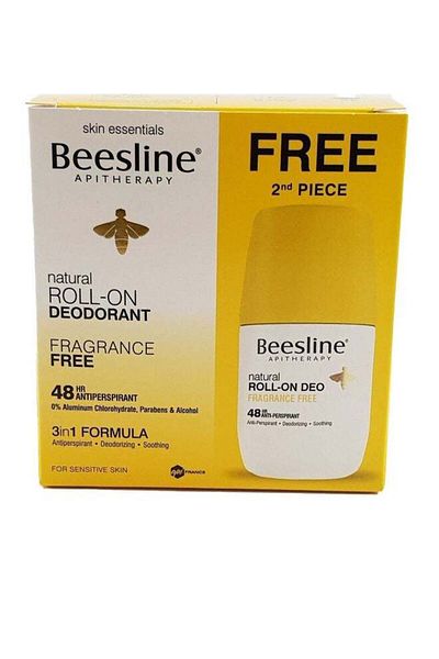 Beesline Fragrance-Free Roll-On Deodorant Set (2x50ml)