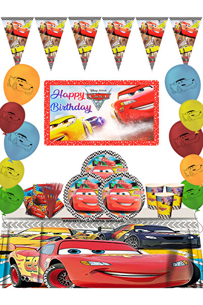 snowparty Set de 40 de ornamente pentru petrecerea de aniversare cu mașini, fulger, Mcqueen și banner