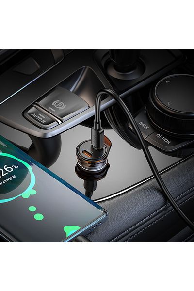 REDz Accessories Car Charging Set, Iphone 15/16 And Android, Hoco Nz16b Type-c Cable 1m, Fast Charging 45w, Gray