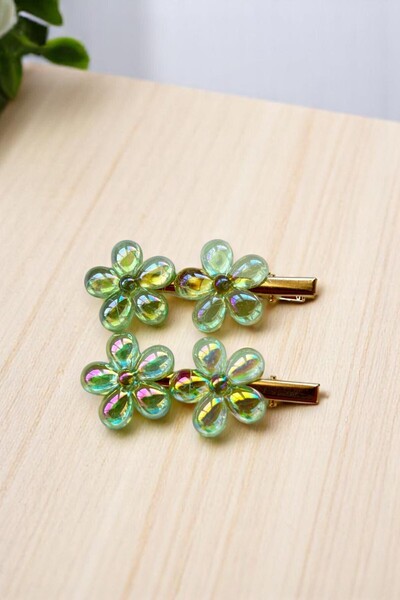 MUTENA Set de 2 agrafe colorate cu model floral (1 pereche)