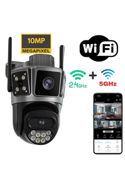 ALPACO Camera Supraveghere WiFi 10MP Ultra HD Dual Lens 5K, PTZ 355°, AI Detectie Umana, Viziune Color Noa