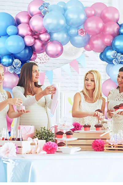 Parti dolabı 20li Balon: 10 Açık Mavi Ve 10 Pembe Metalik Balon Cinsiyet Belirleme Partisi Kız Mı ? Erkek Mi?