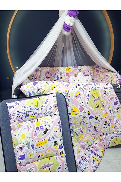 bebek iklimi Baby Sleeping Set with Mosquito Net 70X110 - Crib Edge Protection