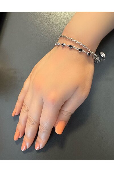 MR Siyah Kalp Figür İkili Bileklik